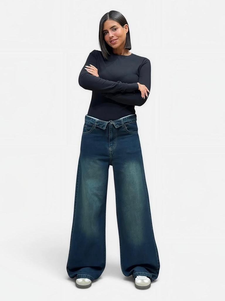 Double Wideleg - Inverted Waistband - Olive 